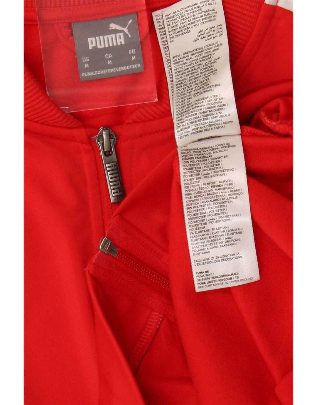 Puma Mens Tracksuit Top Jacket Medium Red Colourblock Polyester