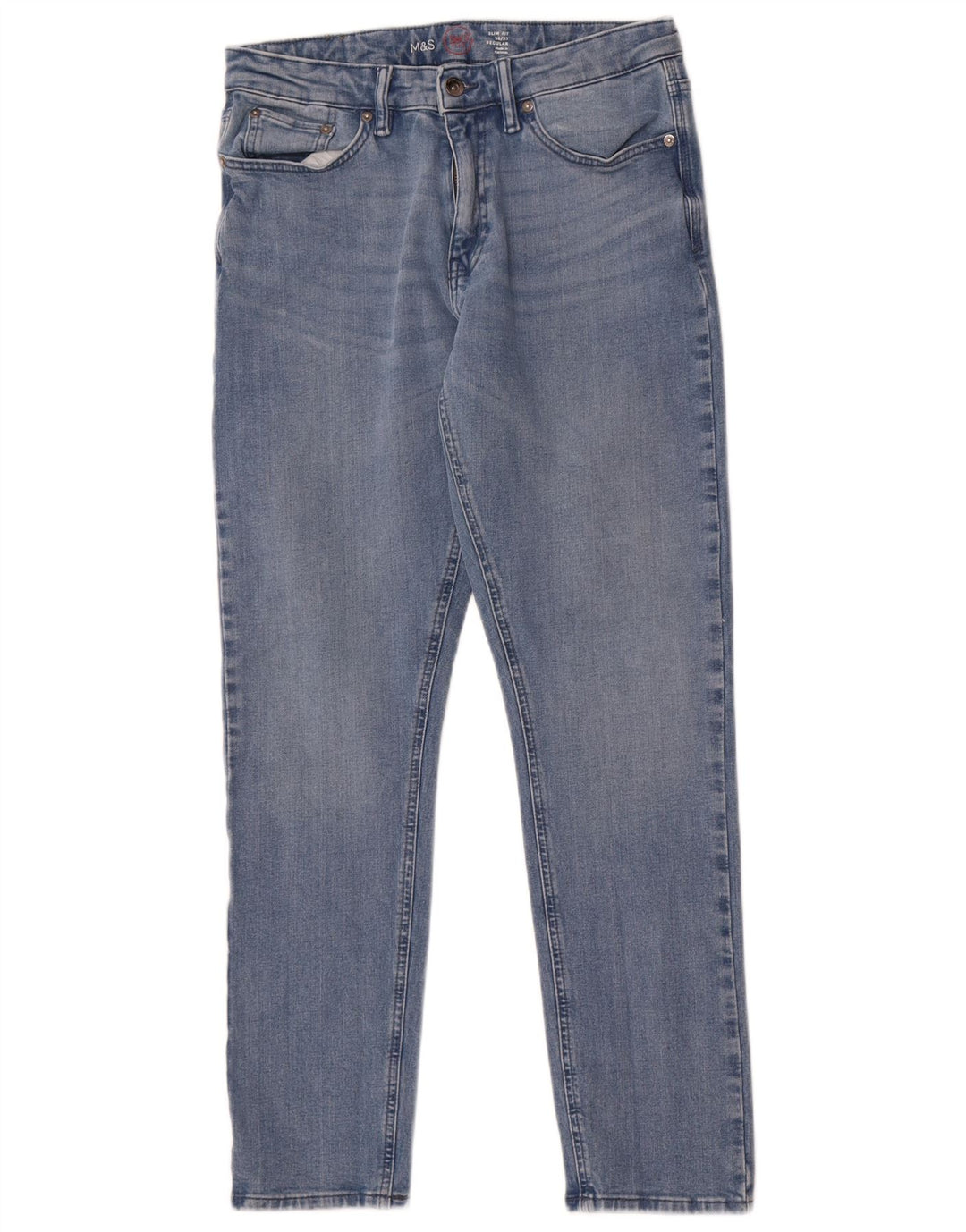 Marks & Spencer Mens Regular Slim Jeans W30 L31 Blue Cotton
