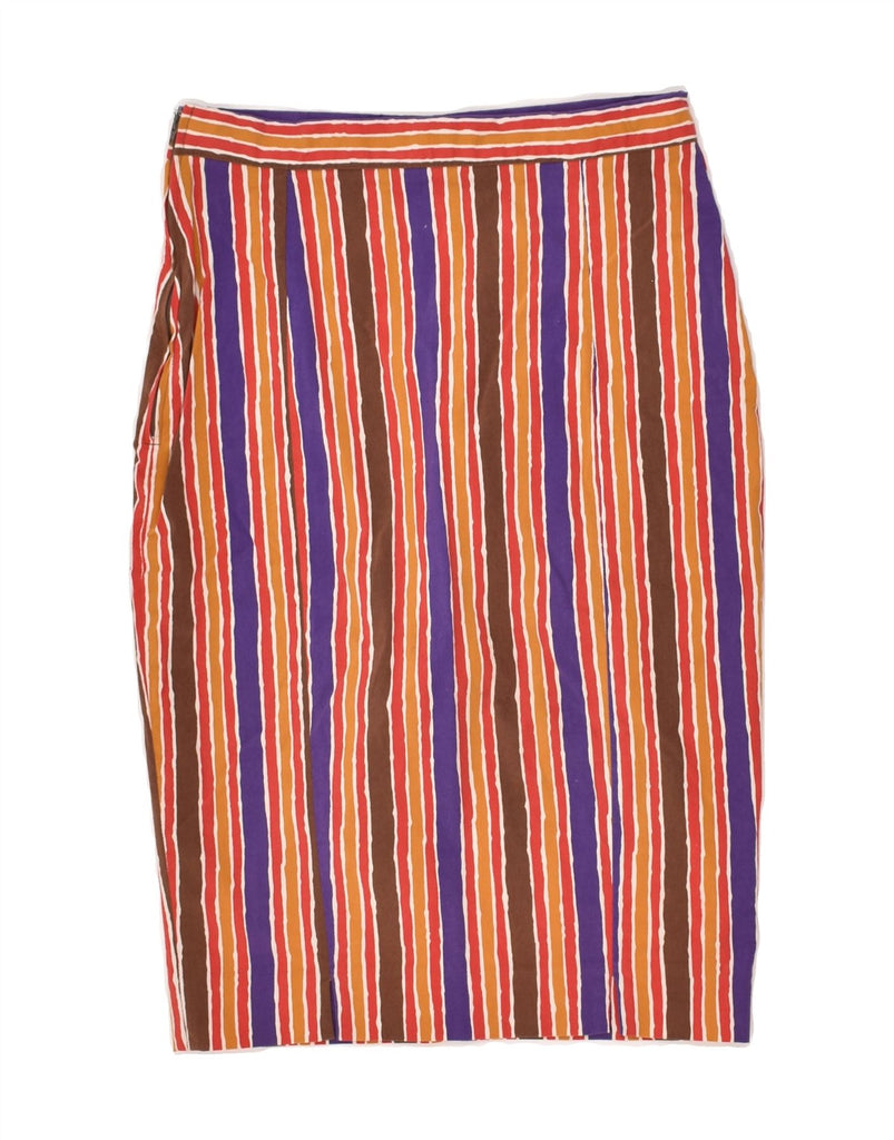 BENETTON Womens Pencil Skirt IT 44 Medium W26 Multicoloured Striped Cotton | Vintage Benetton | Thrift | Second-Hand Benetton | Used Clothing | Messina Hembry 