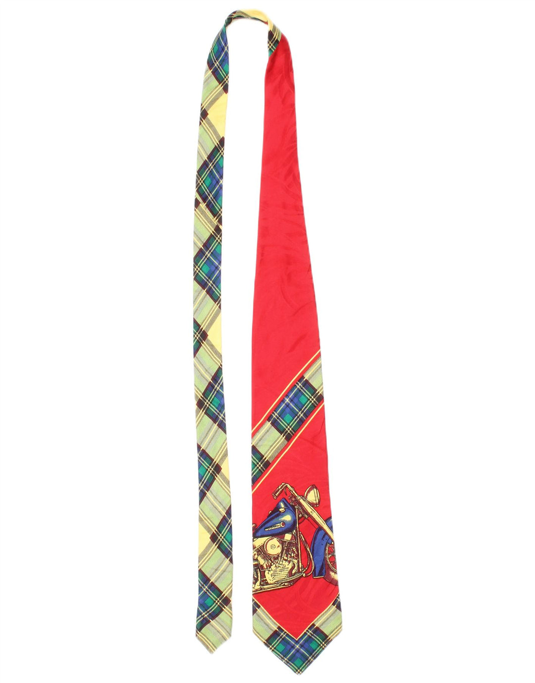 Vintage Mens Graphic Tie One Size Red Plaid Silk