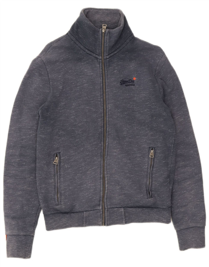 Superdry Mens Tracksuit Top Jacket Small Grey Flecked Cotton