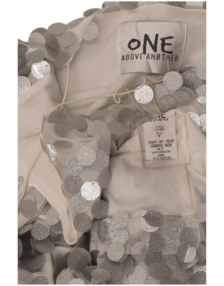 Vintage Womens Cami Top UK 12 Medium Silver Polyester