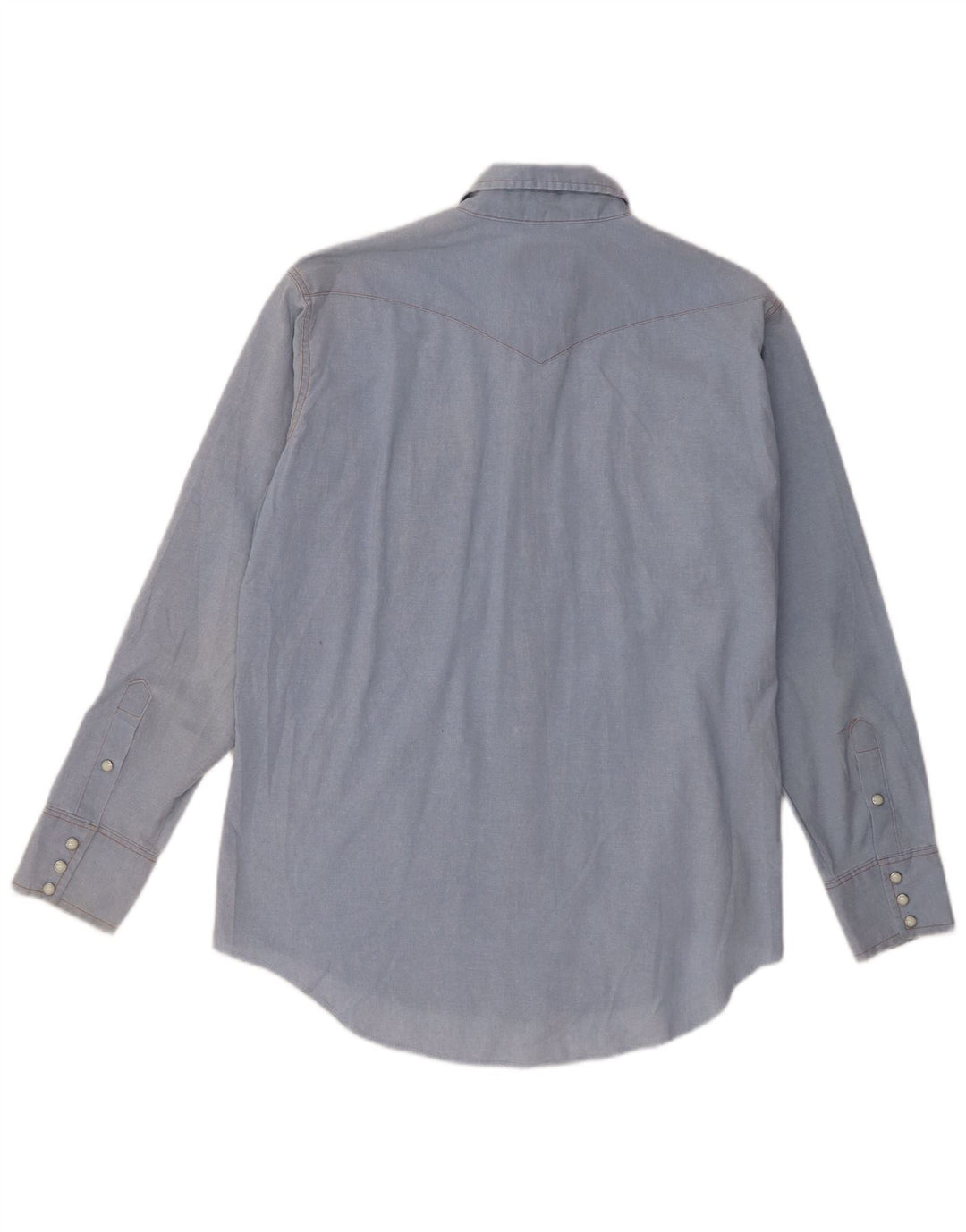 Wrangler Mens Western Regular Fit Shirt Size 17 XL Blue Polyester
