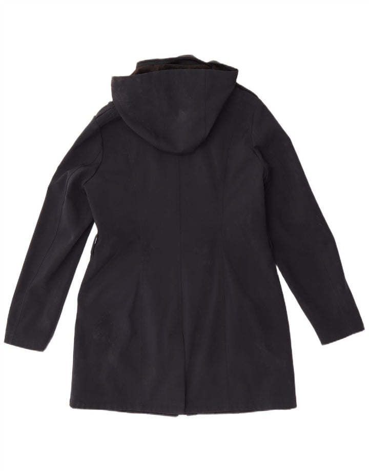 Michael Kors Womens Hooded Military Overcoat UK 14 Medium Navy Blue