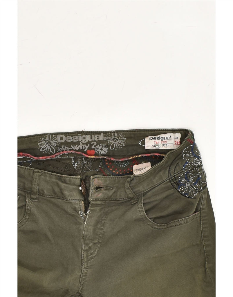 DESIGUAL Womens Slim Fit Joggers Casual Trousers W28 L30  Khaki Floral | Vintage Desigual | Thrift | Second-Hand Desigual | Used Clothing | Messina Hembry 