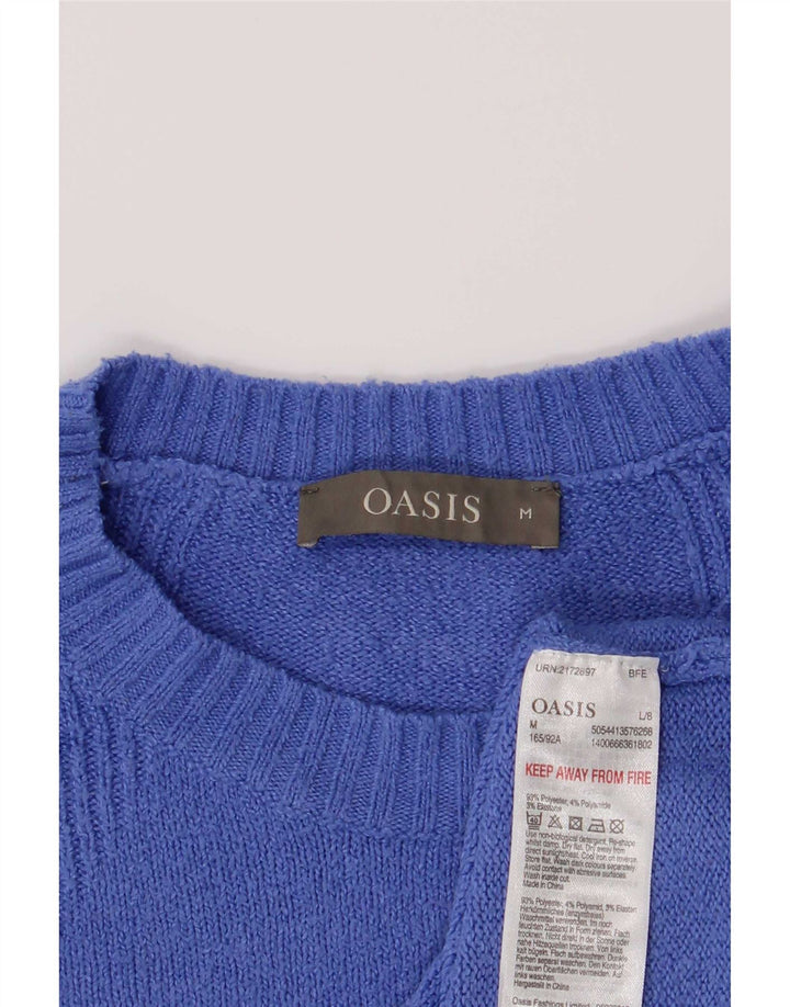 Oasis Womens Crew Neck Jumper Sweater UK 14 Medium Blue Polyester