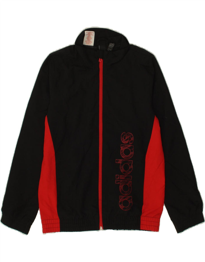 ADIDAS Boys Graphic Tracksuit Top Jacket 9-10 Years Black Colourblock Vintage Adidas and Second-Hand Adidas from Messina Hembry 
