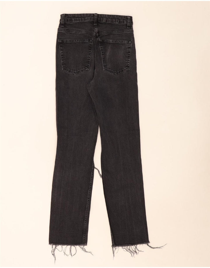 TOPSHOP Womens Distressed Straight Jeans W26 L29 Black Cotton