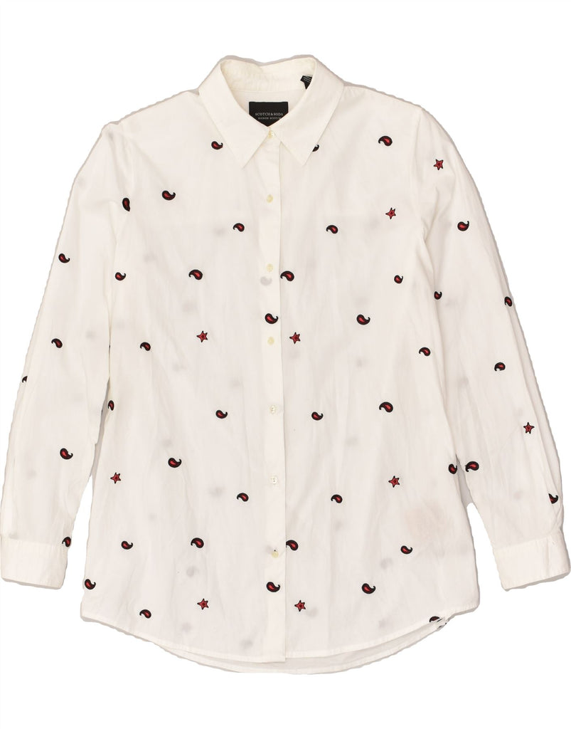 SCOTCH & SODA Womens Abstract Pattern Shirt UK 6 XS White Paisley Cotton | Vintage Scotch & Soda | Thrift | Second-Hand Scotch & Soda | Used Clothing | Messina Hembry 