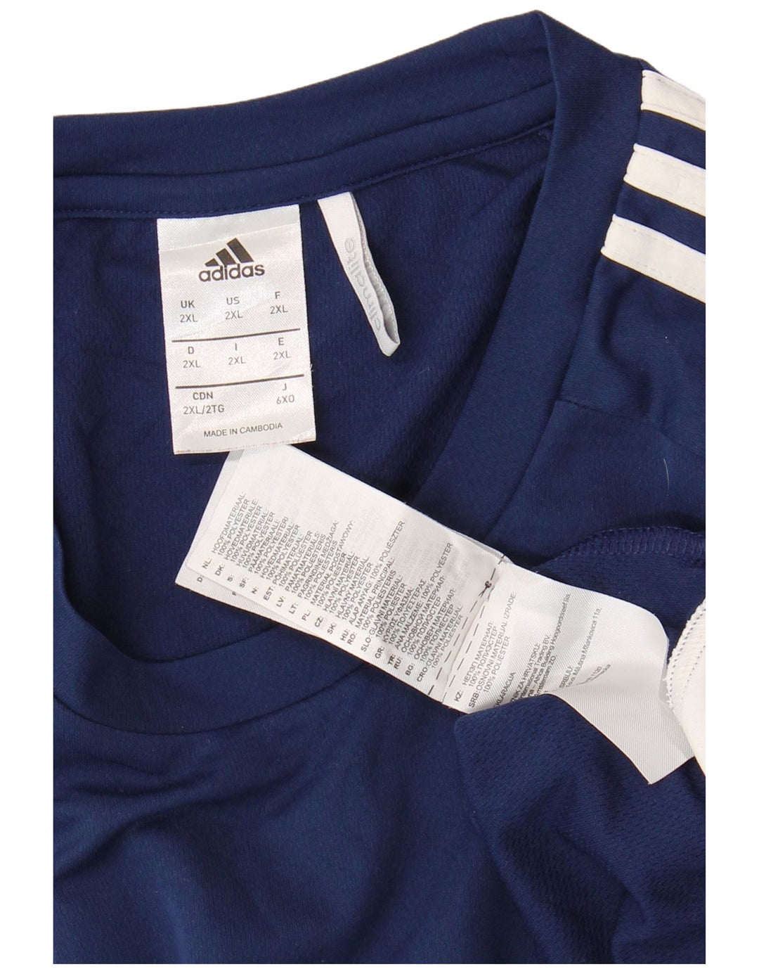 ADIDAS Mens Climalite T-Shirt Top 2XL Navy Blue Polyester
