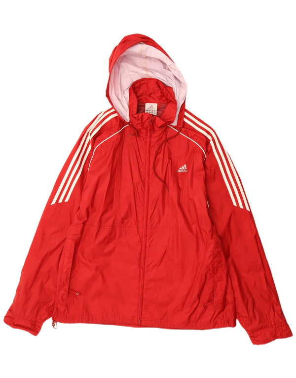 Adidas Mens Hooded Rain Jacket UK 44/46 Large Red Polyamide