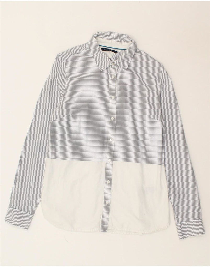 TOMMY HILFIGER Womens Shirt UK 12 Medium Grey Pinstripe Cotton Vintage Tommy Hilfiger and Second-Hand Tommy Hilfiger from Messina Hembry 