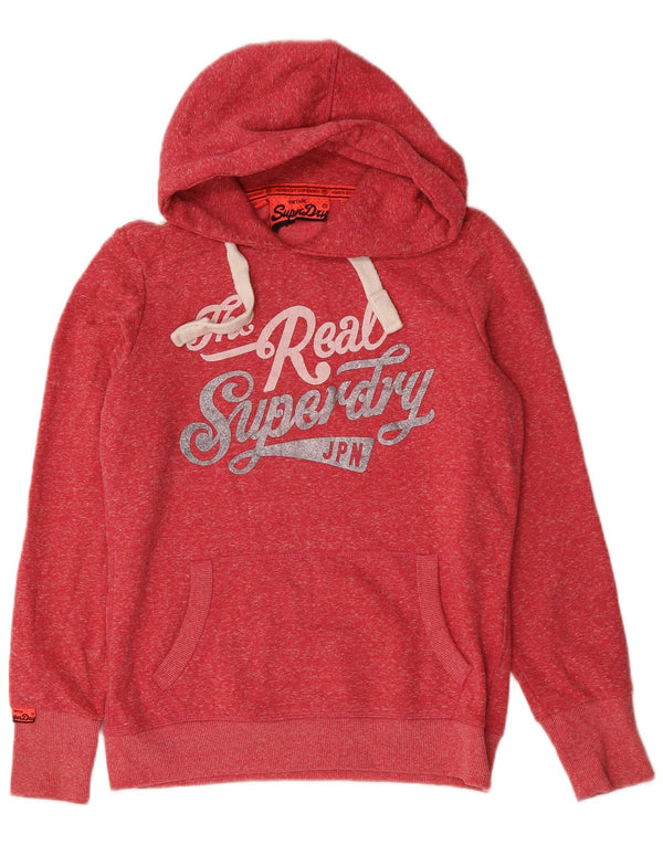 Superdry Womens Graphic Hoodie Jumper UK 16 Large Red Flecked Polyester