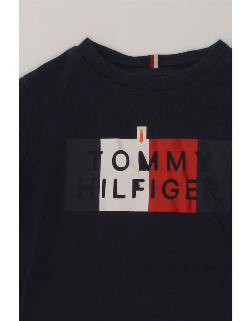 TOMMY HILFIGER Boys Graphic Top Long Sleeve 5-6 Years Navy Blue Cotton | Vintage Tommy Hilfiger | Thrift | Second-Hand Tommy Hilfiger | Used Clothing | Messina Hembry 