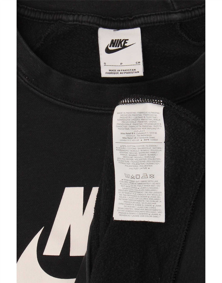 Nike Womens Graphic Oversized Sweatshirt Jumper UK 10 Small Black Cotton