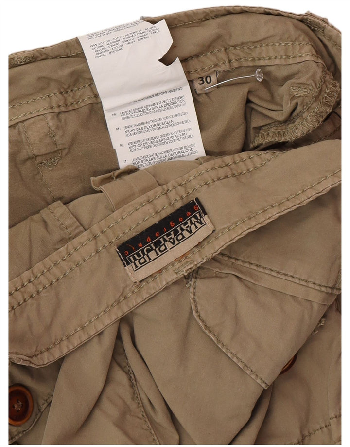 Napapijri Mens Cargo Shorts W30 Medium Khaki Cotton
