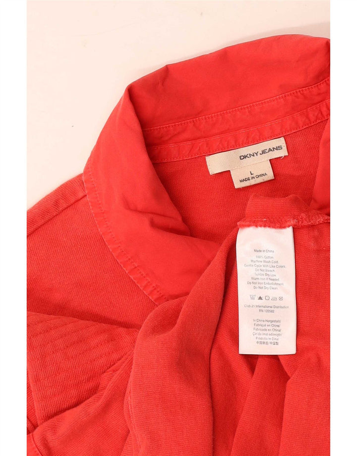 Dkny Mens Pullover Shirt Large Red Cotton