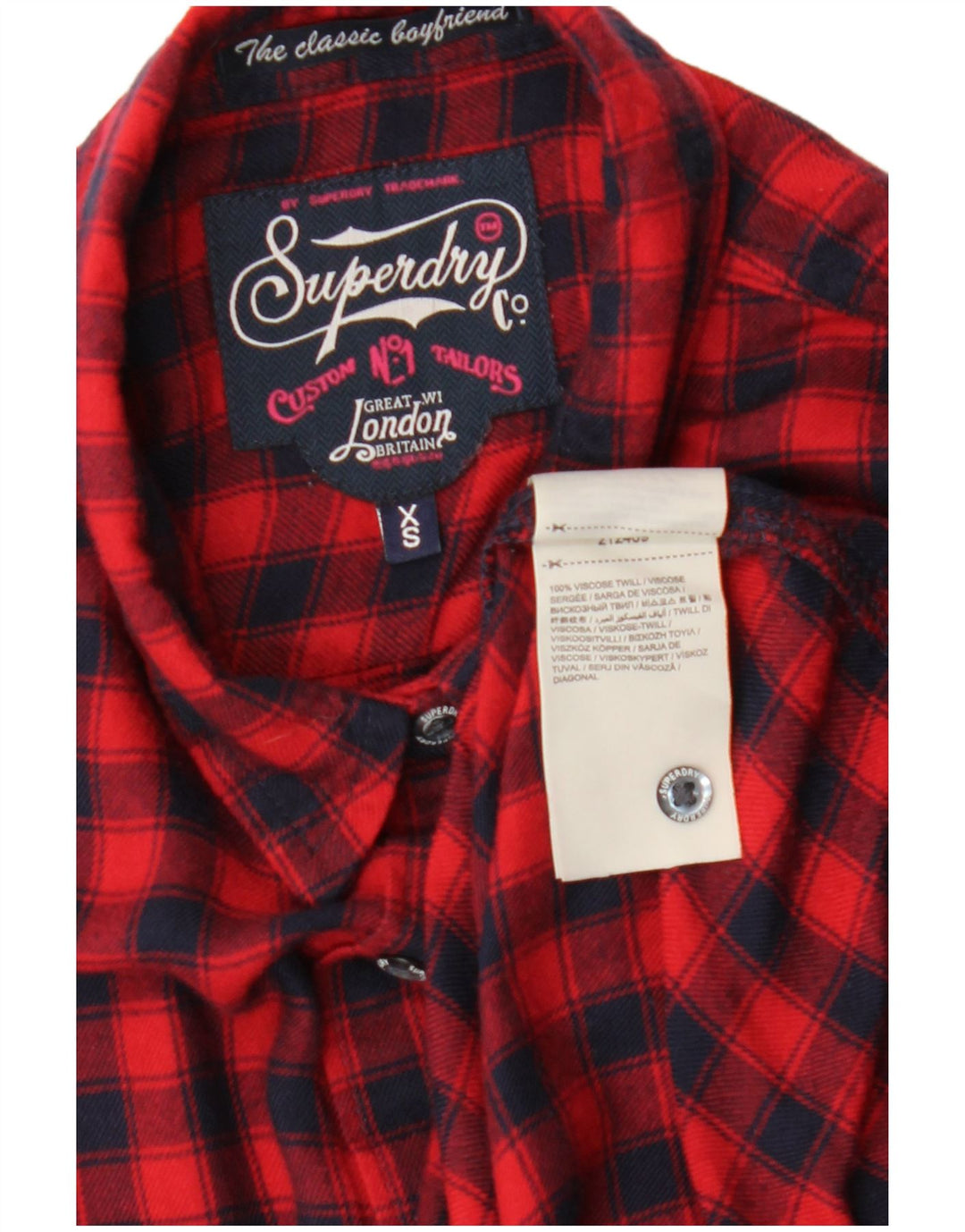SUPERDRY Womens Flannel Shirt UK 6 XS Red Check Viscose