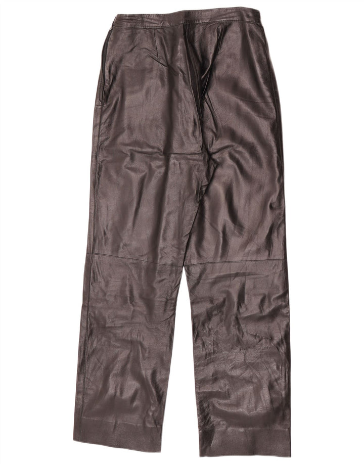 Vintage Womens Straight Leather Trousers W27 L27 Black
