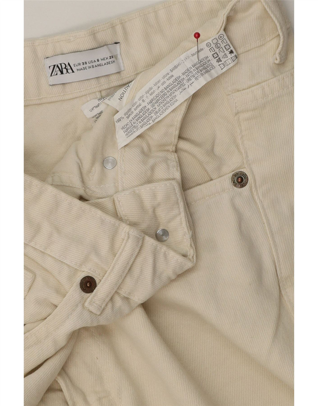 Zara Womens Denim Shorts EU 38 Small W28  Off White Cotton