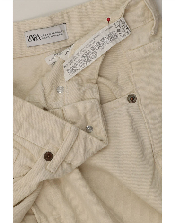 Zara Womens Denim Shorts EU 38 Small W28  Off White Cotton