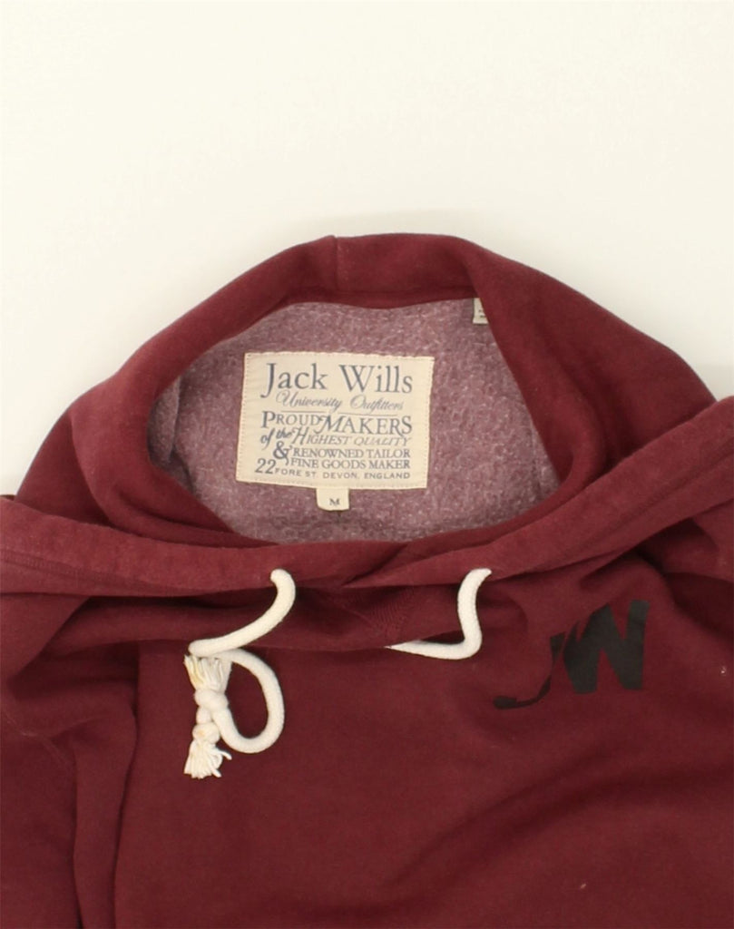 JACK WILLS Mens Graphic Hoodie Jumper Medium Maroon Cotton | Vintage Jack Wills | Thrift | Second-Hand Jack Wills | Used Clothing | Messina Hembry 