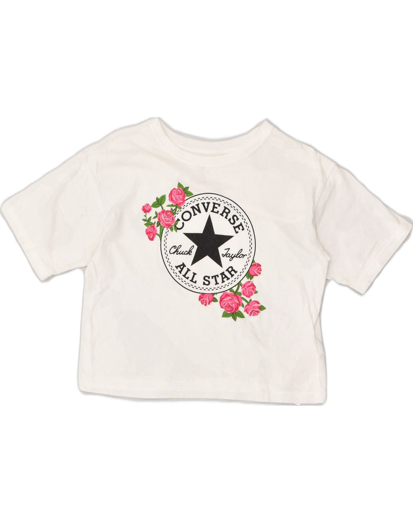 CONVERSE Girls Graphic T-Shirt Top 10-11 Years Medium White Cotton | Vintage Converse | Thrift | Second-Hand Converse | Used Clothing | Messina Hembry 