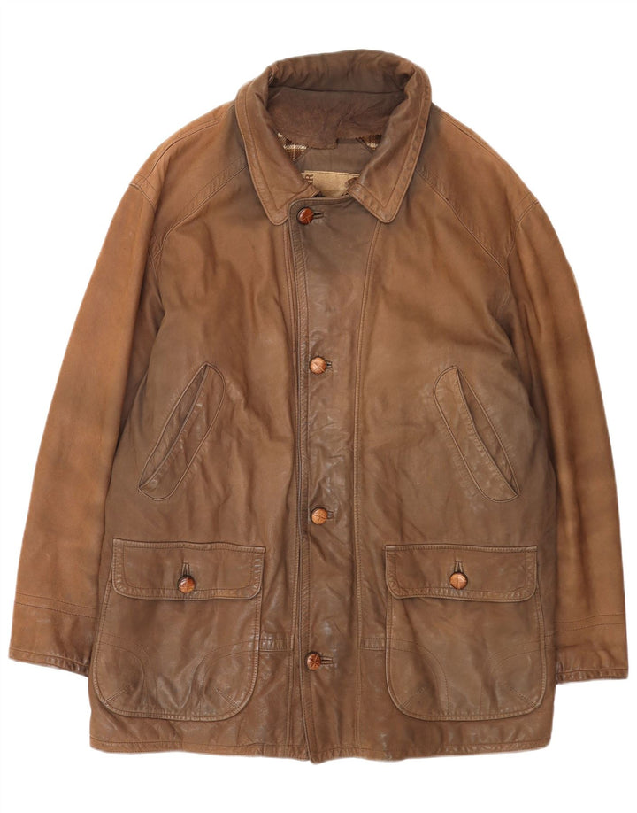 Conbipel Mens Leather Jacket IT 52 Large Brown Leather