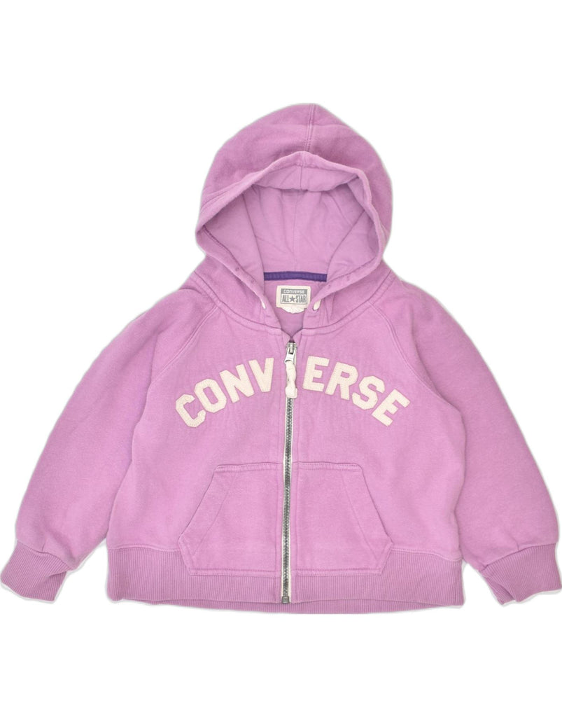 CONVERSE Girls Graphic Zip Hoodie Sweater 6-7 Years  Purple Cotton | Vintage | Thrift | Second-Hand | Used Clothing | Messina Hembry 