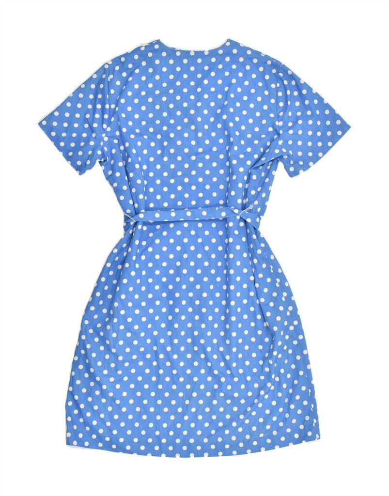 VINTAGE Womens Off Shoulder Shirt Dress UK 14 Large Blue Polka Dot | Vintage Vintage | Thrift | Second-Hand Vintage | Used Clothing | Messina Hembry 