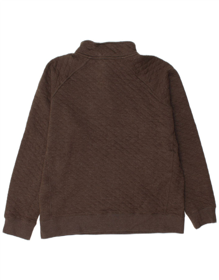EDDIE BAUER Mens Button Neck Sweatshirt Jumper Medium Brown Cotton