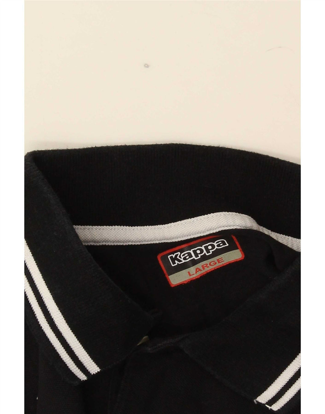 Kappa Mens Polo Shirt Large Black Striped