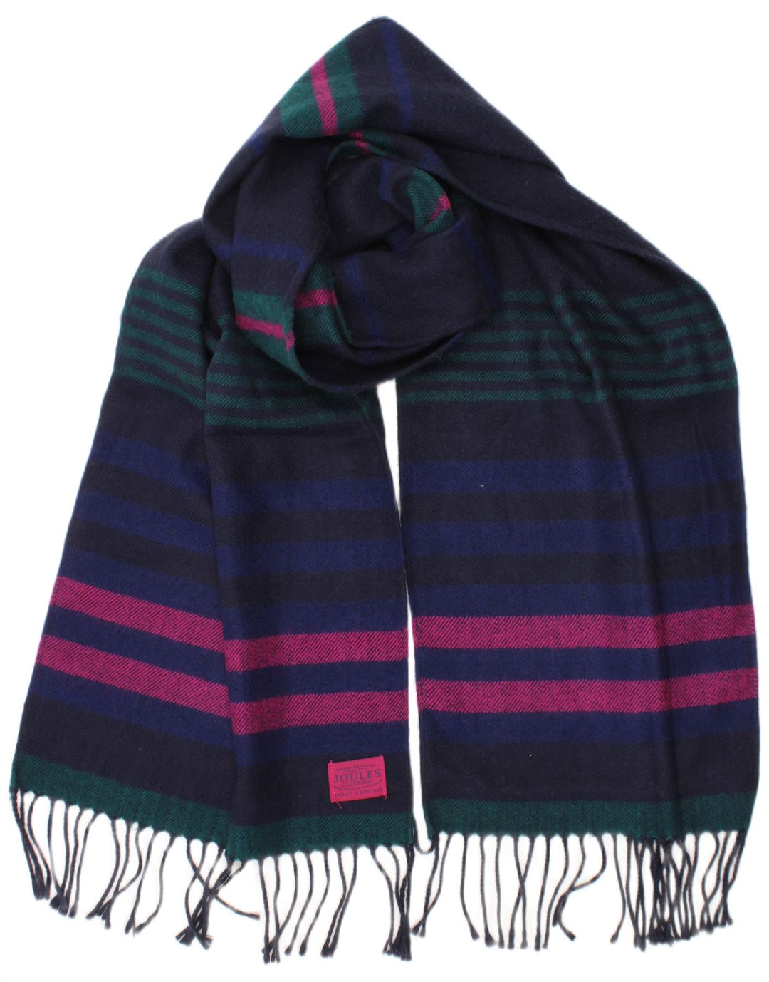 JOULES Womens Rectangle Scarf One Size Navy Blue Striped Classic