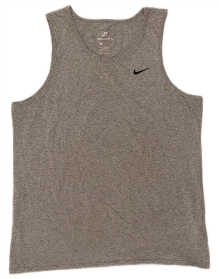 NIKE Mens Athletic Cut Vest Top Small Grey Flecked Cotton