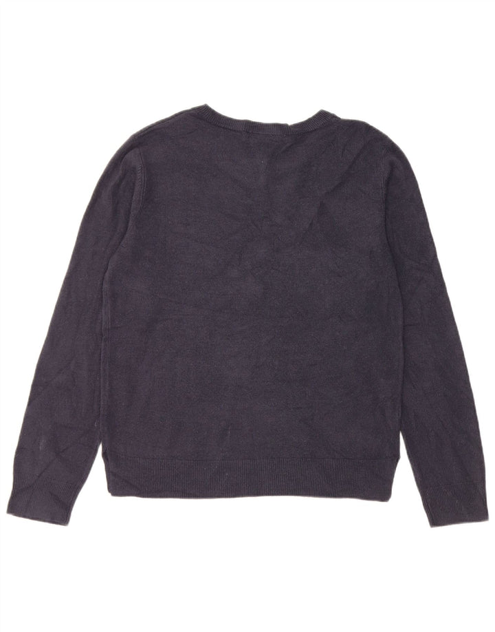 Marks & Spencer Womens Boat Neck Jumper Sweater UK 12 Medium Navy Blue