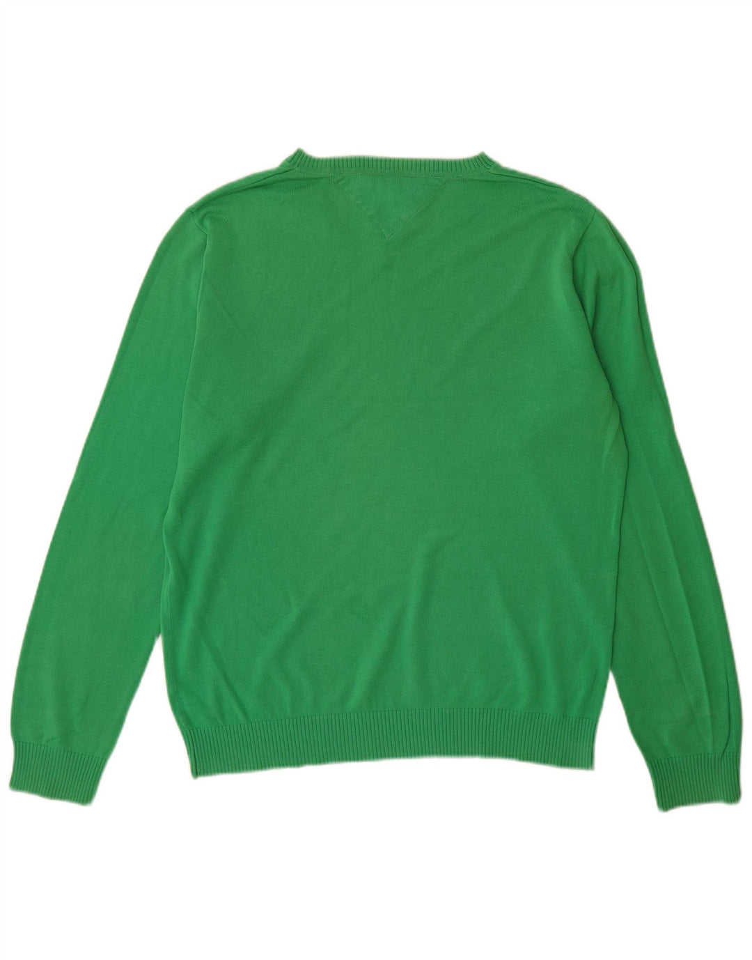 Tommy Hilfiger Mens V-Neck Jumper Sweater Small Green Cotton