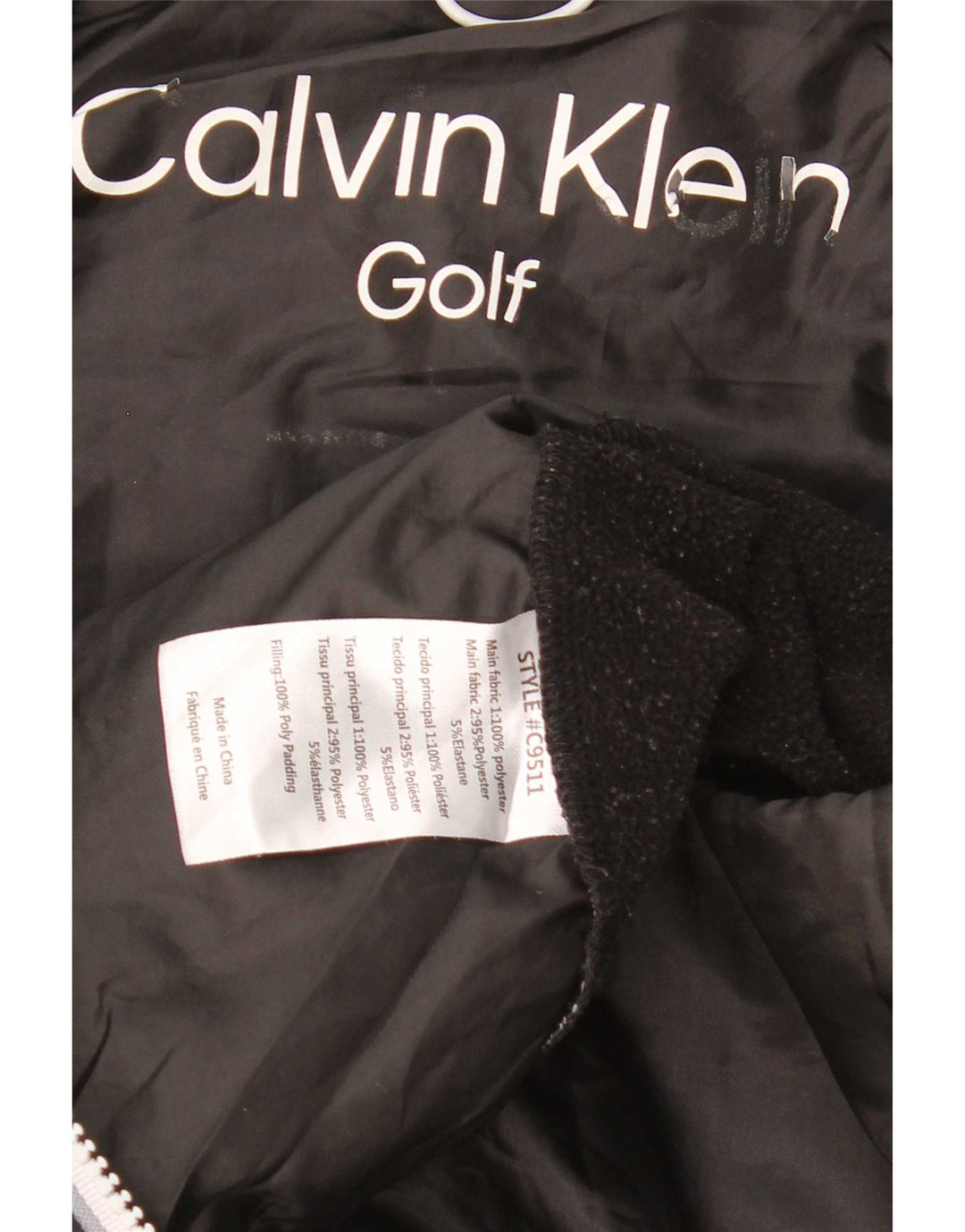 Calvin Klein Mens Golf Padded Jacket UK 38 Medium Black Polyester