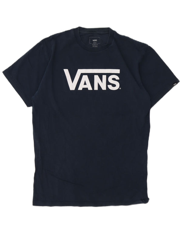 VANS Mens Classic Fit Graphic T-Shirt Top Medium Navy Blue Cotton