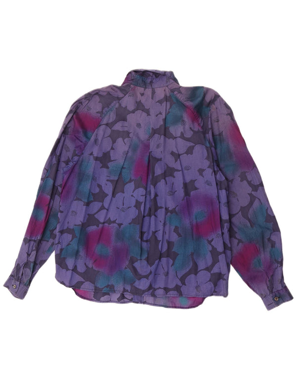 Vintage Womens Shirt UK 16 Large Purple Floral