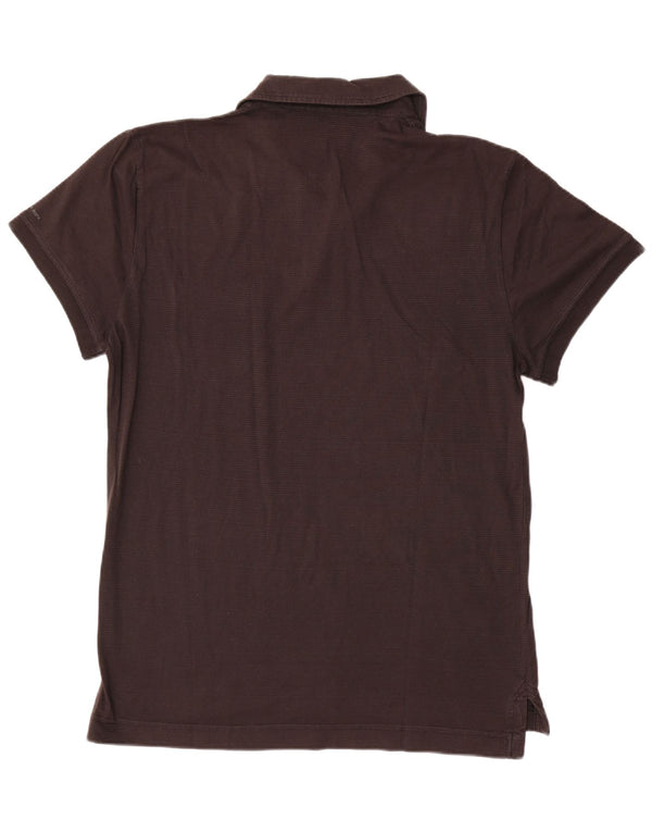 Calvin Klein Jeans Mens Body Fit Polo Shirt XL Brown Pinstripe Cotton