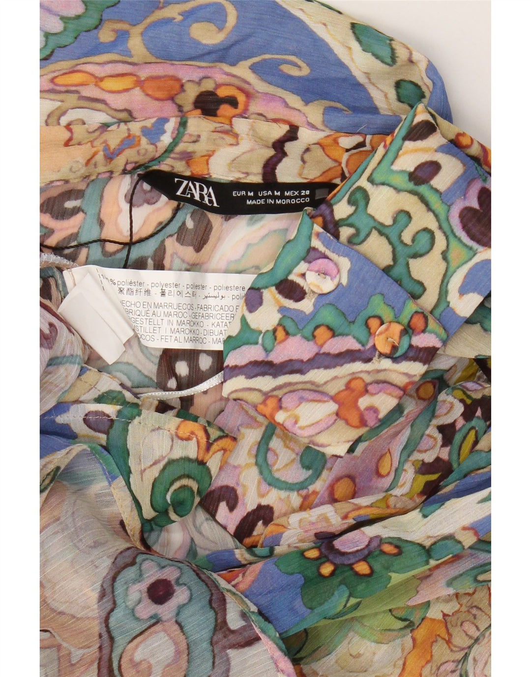 Zara Womens Oversized Shirt Blouse UK 14 Medium Multicoloured Paisley