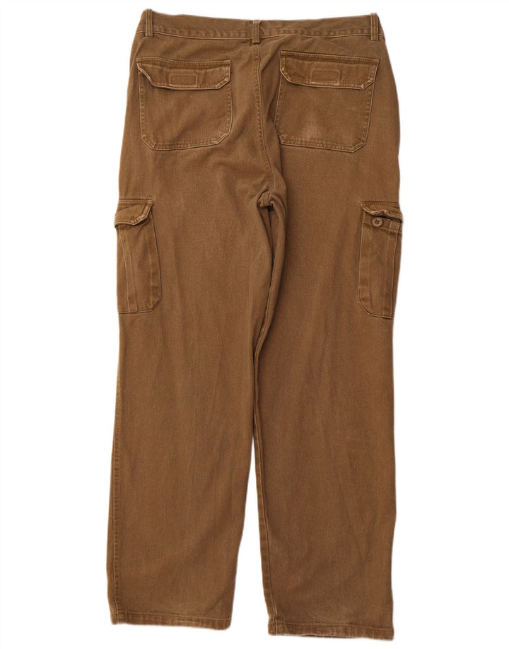 VINTAGE Mens Straight Cargo Trousers EU 52 XL W36 L30 Khaki Cotton