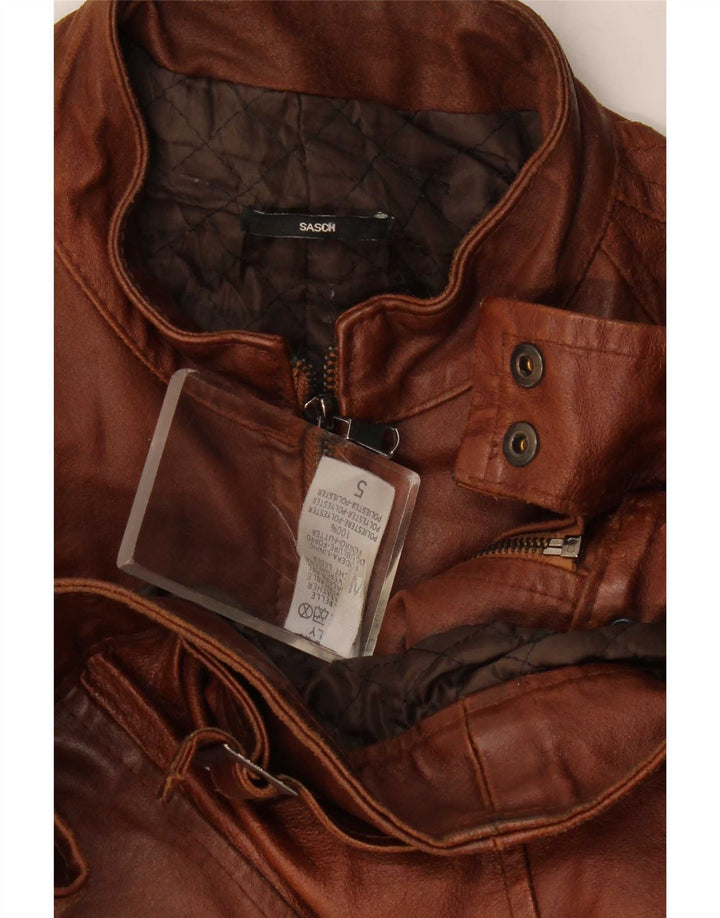 Sasch Womens Leather Racer Jacket UK 12 Medium Brown