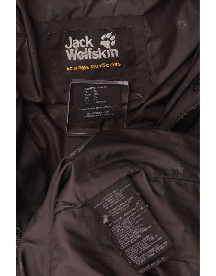 Jack Wolfskin Womens Hooded Padded Coat UK 18 XL  Grey Polyester