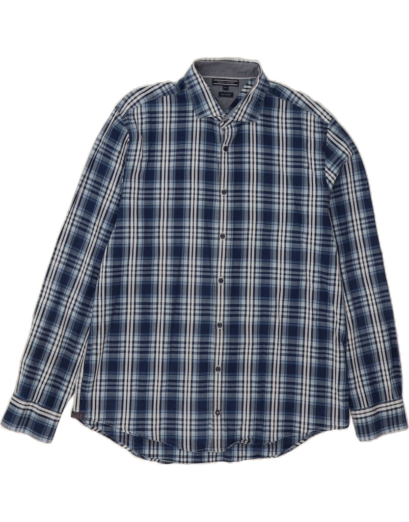 TOMMY HILFIGER Mens New York Fit Shirt 2XL Blue Check Cotton Vintage Tommy Hilfiger and Second-Hand Tommy Hilfiger from Messina Hembry 