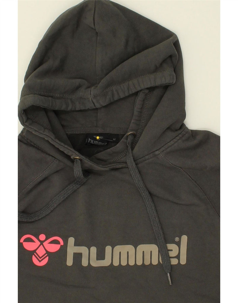 HUMMEL Womens Graphic Hoodie Jumper UK 14 Medium Grey Cotton Vintage Hummel and Second-Hand Hummel from Messina Hembry 