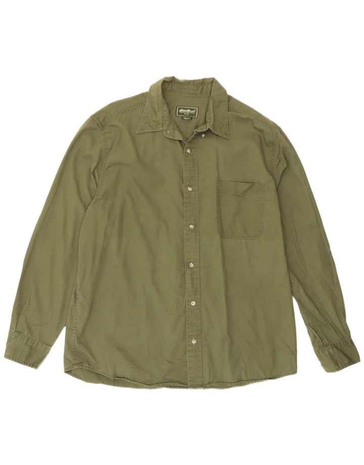 Eddie Bauer Mens Shirt Large Green Cotton