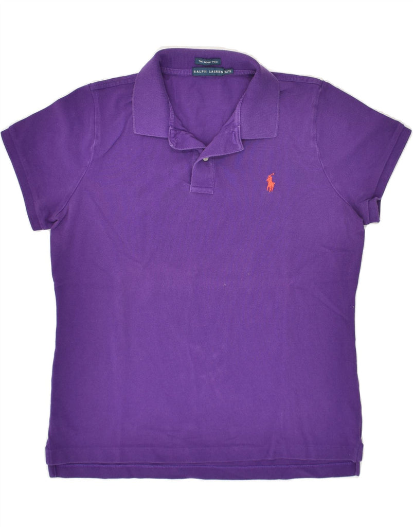 RALPH LAUREN Womens Skinny Polo Shirt UK 18 XL Purple Cotton | Vintage Ralph Lauren | Thrift | Second-Hand Ralph Lauren | Used Clothing | Messina Hembry 