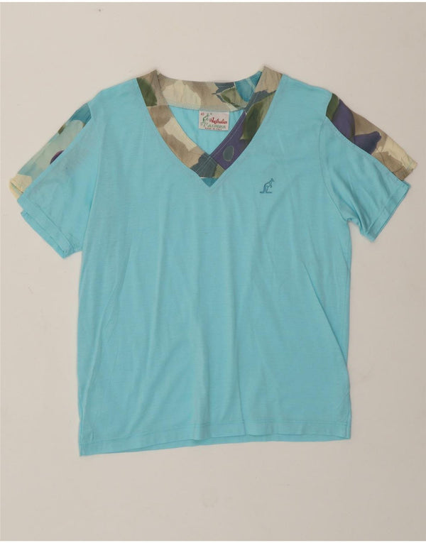 AUSTRALIAN L'ALPINA Womens T-Shirt Top IT 40 Small Blue Colourblock Cotton