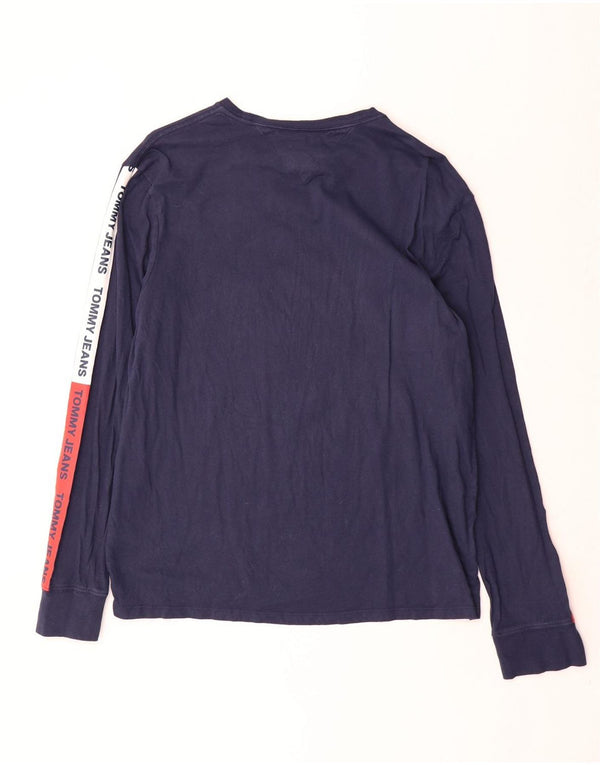 Tommy Hilfiger Mens Graphic Top Long Sleeve Large Navy Blue Colourblock